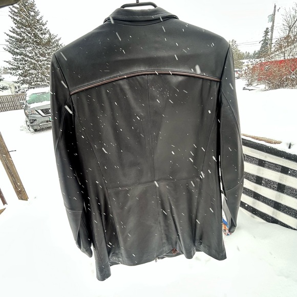 Soft Lambskin Genuine Leather Jacket with Leopard-print Lining - Picture 5 of 16